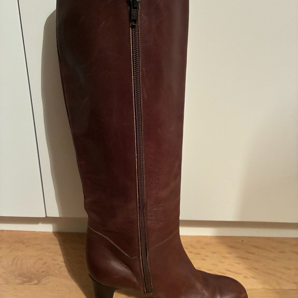 Designed by Mima, Women's Brown Leather Heeled Boots - Picture 8 of 8
